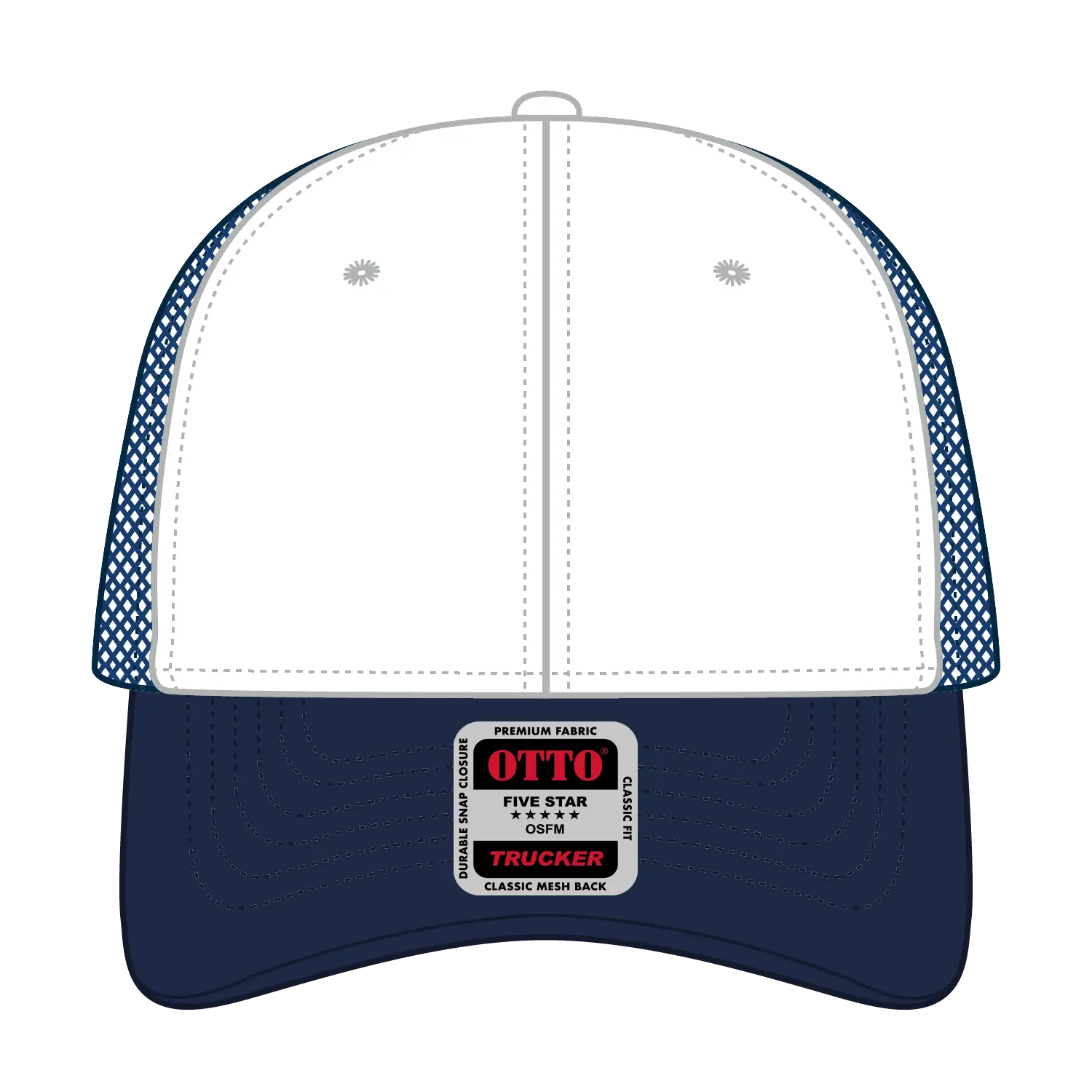OTTO 83-473 6 Panel Low Profile Mesh Back Trucker Cap - Nvy/Wht/Nvy - Nvy/Wht/Nvy / 6 1/2’’ - 7 5/8’’