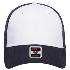 OTTO 83-473 6 Panel Low Profile Mesh Back Trucker Cap - Nvy/Wht/Nvy