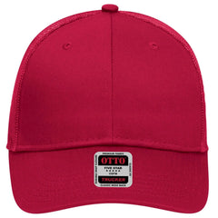 OTTO 83-473 6 Panel Low Profile Mesh Back Trucker Cap - Red