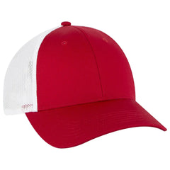 OTTO 83-473 6 Panel Low Profile Mesh Back Trucker Cap - Red/Red/Wht - Red/Red/Wht / 6 1/2’’ - 7 5/8’’