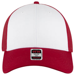 OTTO 83-473 6 Panel Low Profile Mesh Back Trucker Cap - Red/Wht/Red