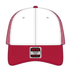 OTTO 83-473 6 Panel Low Profile Mesh Back Trucker Cap - Red/Wht/Red - Red/Wht/Red / 6 1/2’’ - 7 5/8’’
