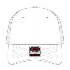 OTTO 83-473 6 Panel Low Profile Mesh Back Trucker Cap - White - White / 6 1/2’’ - 7 5/8’’