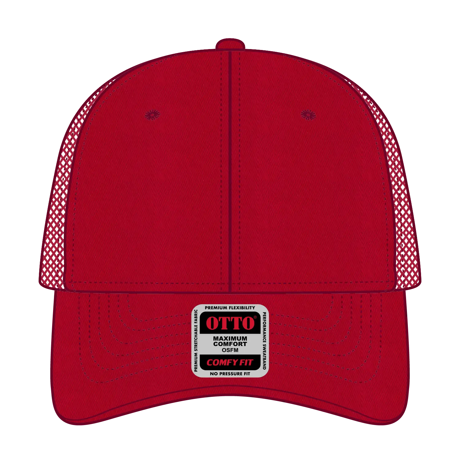 OTTO 83-605 ’OTTO Comfy Fit’ 6 Panel Low Profile Baseball Cap - Red - Red / 6 1/2’’ - 7 5/8’’