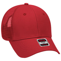 OTTO 83-942 6 Panel Low Profile Mesh Back Trucker Cap - Red - Red / 6 1/2’’ - 7 5/8’’