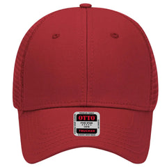 OTTO 83-942 6 Panel Low Profile Mesh Back Trucker Cap - Red - Red / 6 1/2’’ - 7 5/8’’