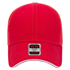 OTTO 84-482 6 Panel Low Profile Mesh Back Trucker Cap - Red/Red/Wht - Red/Red/Wht / 6 1/2’’ - 7 5/8’’