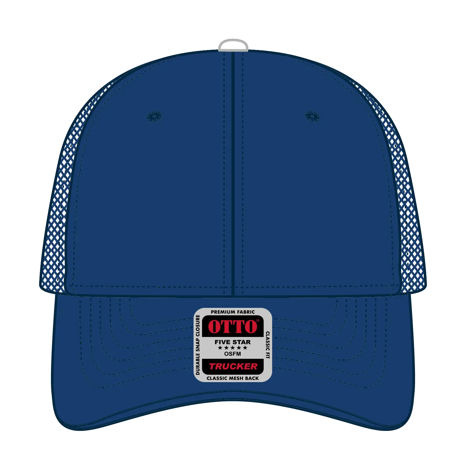 OTTO 84-482 6 Panel Low Profile Mesh Back Trucker Cap - Ryl/Ryl/Wht - Ryl/Ryl/Wht / 6 1/2’’ - 7 5/8’’