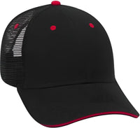 OTTO 84-482 Brushed Bull Denim Sandwich Visor Low Profile Pro Style Mesh Back Structured Firm Front Panel Cap - Black