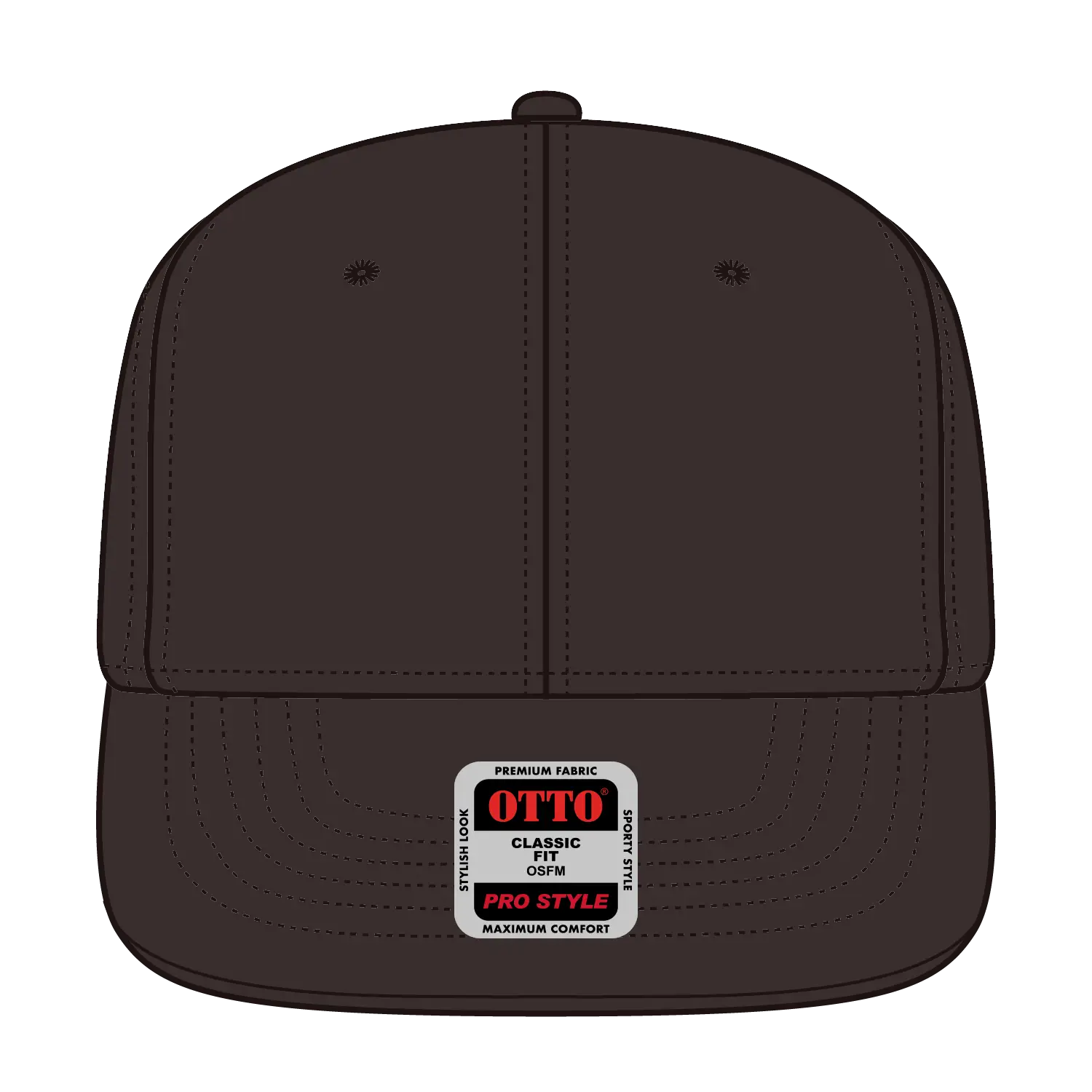 OTTO 930-1 6 Panel Pro Style Baseball Cap - Dk. Brown - Dk. Brown / 7 3/8’’ - 7 5/8’’