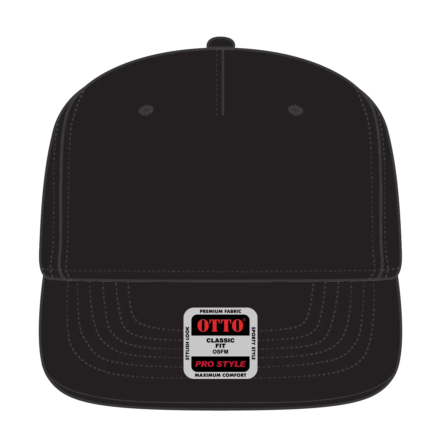 OTTO 9305-1 5 Panel Pro Style Baseball Cap - Black - Black / 7 3/8’’ - 7 5/8’’