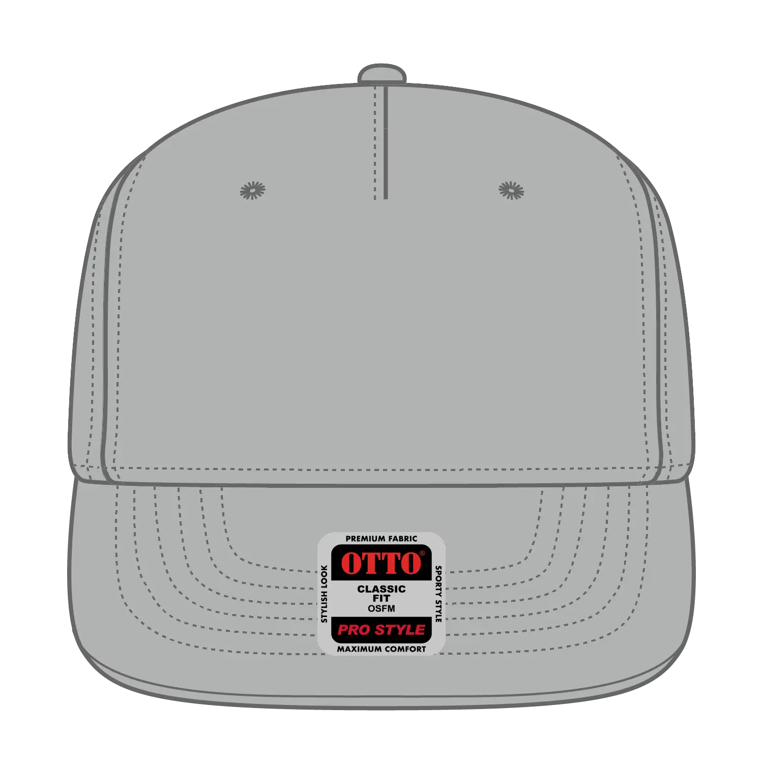 OTTO 9305-1 5 Panel Pro Style Baseball Cap - Gray - Gray / 7 3/8’’ - 7 5/8’’