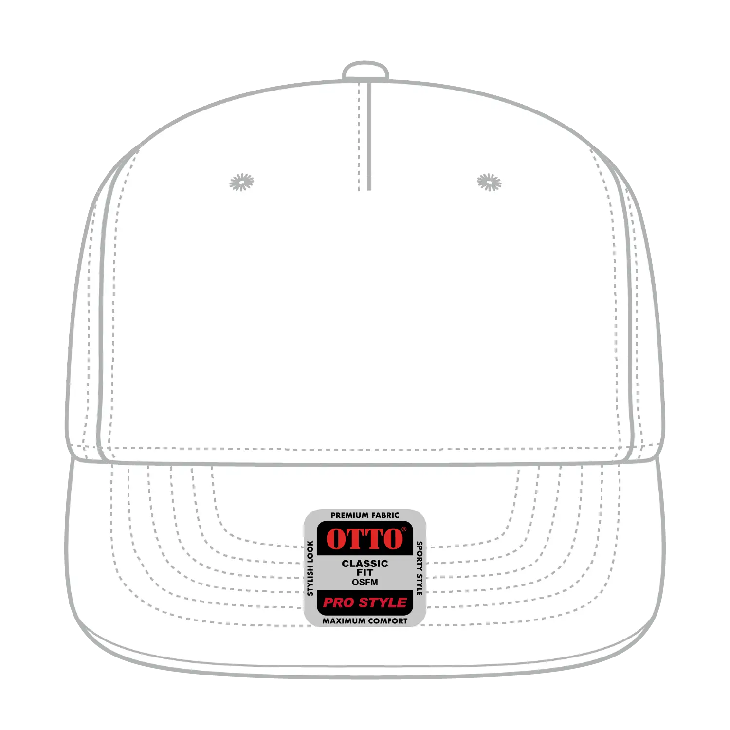OTTO 9305-1 5 Panel Pro Style Baseball Cap - White - White / 7 3/8’’ - 7 5/8’’