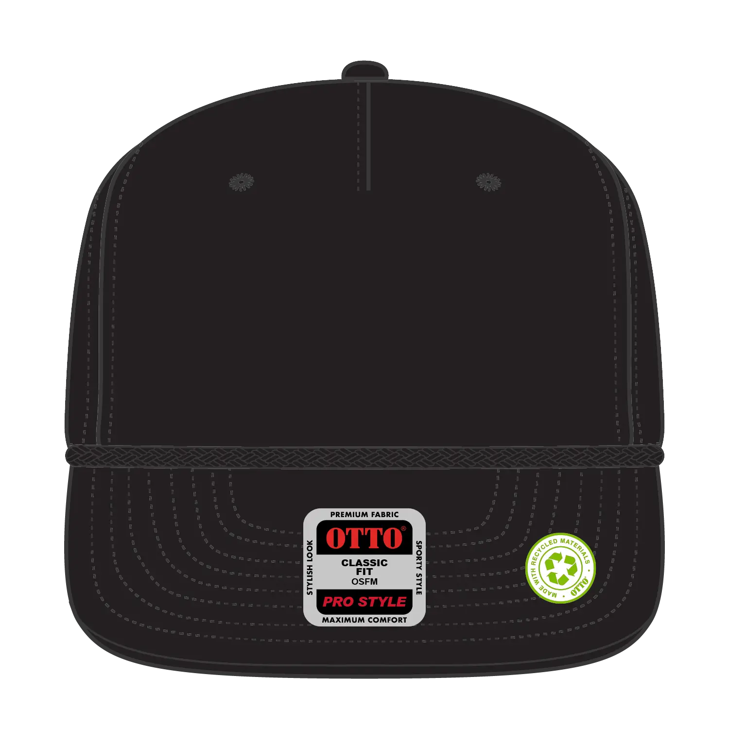OTTO 9505-2 5 Panel Pro Style Baseball Cap - Black - Black / 7 3/8’’ - 7 5/8’’