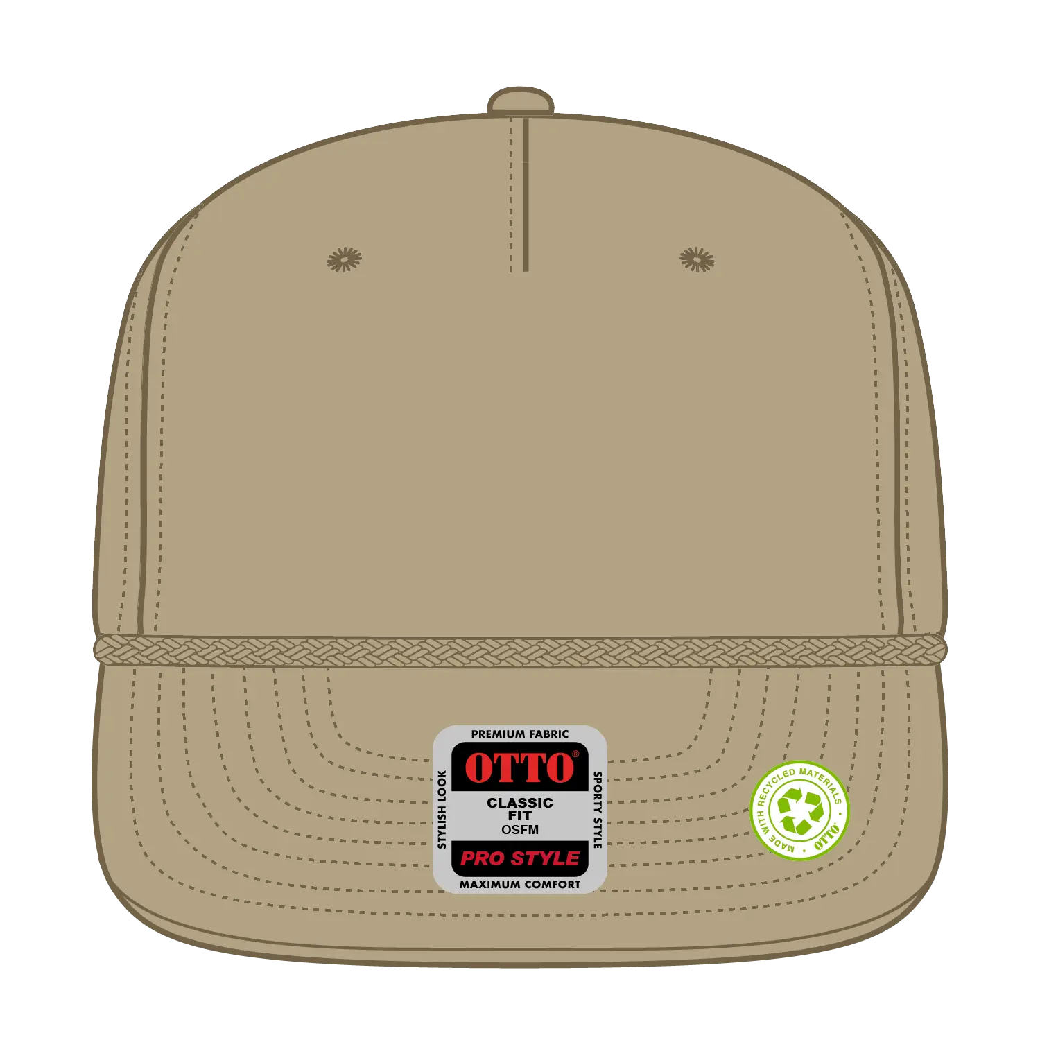 OTTO 9505-2 5 Panel Pro Style Baseball Cap - Khaki - Khaki / 7 3/8’’ - 7 5/8’’