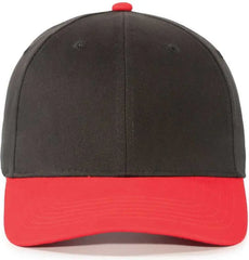 Pacific Headwear 101C Brushed Cotton Hook-and-Loop Cap - Black Red - Black Red / 7’’ - 7 7/8’’
