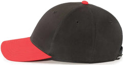 Pacific Headwear 101C Brushed Cotton Hook-and-Loop Cap - Black Red - Black Red / 7’’ - 7 7/8’’
