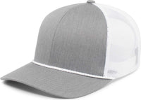 Pacific Headwear 104BR Trucker Snapback Braid Cap - Heather Grey White Heather Grey - Grey White / 7’’ - 7 7/8’’