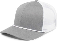 Pacific Headwear 104BR Trucker Snapback Braid Cap - Heather Grey White Heather Grey - Grey White / 7’’ - 7 7/8’’