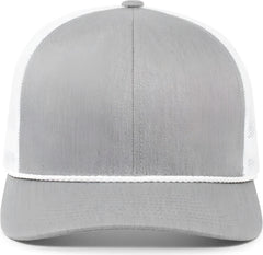 Pacific Headwear 104BR Trucker Snapback Braid Cap - Heather Grey White Heather Grey - Grey White / 7’’ - 7 7/8’’