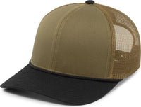 Pacific Headwear 104BR Trucker Snapback Braid Cap - Moss Green Black - Olive Black / 7’’ - 7 7/8’’