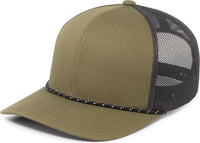 Pacific Headwear 104BR Trucker Snapback Braid Cap - Moss Green Lt Charcoal Moss Green - Moss Green Lt Charcoal Moss