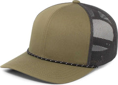 Pacific Headwear 104BR Trucker Snapback Braid Cap - Moss Green Lt Charcoal Moss Green - Moss Green Lt Charcoal Moss