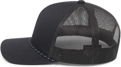 Pacific Headwear 104BR Trucker Snapback Braid Cap - Navy - Navy / 7’’ - 7 7/8’’