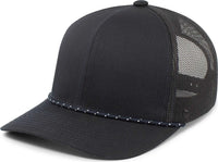 Pacific Headwear 104BR Trucker Snapback Braid Cap - Navy - Navy / 7’’ - 7 7/8’’