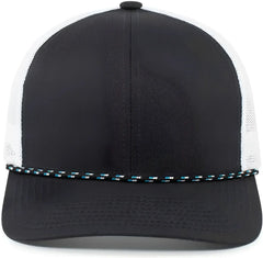Pacific Headwear 104BR Trucker Snapback Braid Cap - Navy White Navy - Navy White / 7’’ - 7 7/8’’