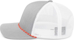 Pacific Headwear 104BR Trucker Snapback Braid Cap - Red Heather Grey White - Red White / 7’’ - 7 7/8’’