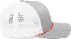 Pacific Headwear 104BR Trucker Snapback Braid Cap - Red Heather Grey White - Red White / 7’’ - 7 7/8’’