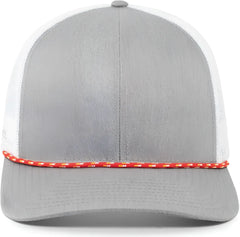 Pacific Headwear 104BR Trucker Snapback Braid Cap - Red Heather Grey White - Red White / 7’’ - 7 7/8’’