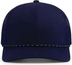 Pacific Headwear 104BR Trucker Snapback Braid Cap - True Navy - True Navy / 7’’ - 7 7/8’’