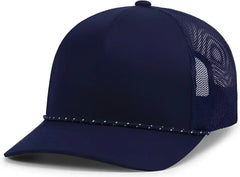 Pacific Headwear 104BR Trucker Snapback Braid Cap - True Navy - True Navy / 7’’ - 7 7/8’’