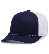 Pacific Headwear 104BR Trucker Snapback Braid Cap - True Navy White True Navy - True Navy White True Navy / 7’’ - 7