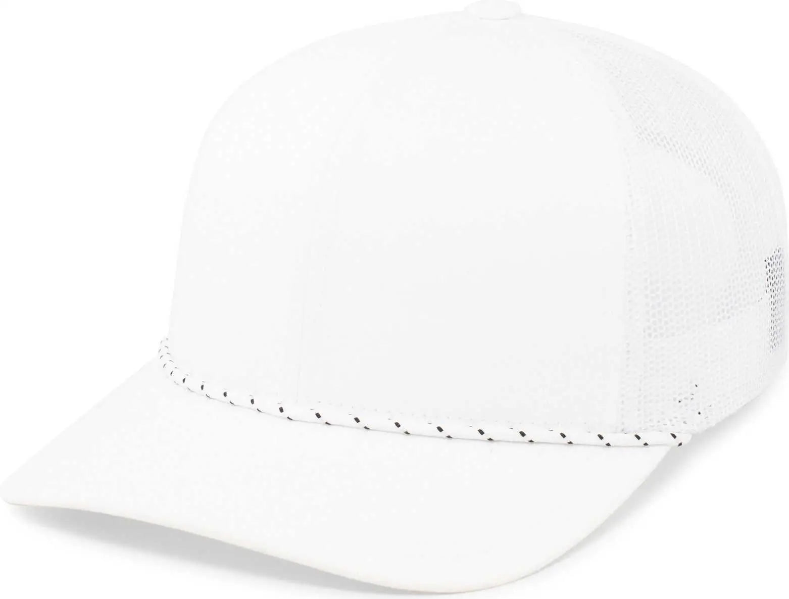 Pacific Headwear 104BR Trucker Snapback Braid Cap - White - White / 7’’ - 7 7/8’’
