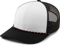 Pacific Headwear 104BR Trucker Snapback Braid Cap - White Black Black - White Black Black / 7’’ - 7 7/8’’