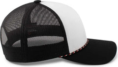 Pacific Headwear 104BR Trucker Snapback Braid Cap - White Black Black - White Black Black / 7’’ - 7 7/8’’
