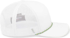 Pacific Headwear 104BR Trucker Snapback Braid Cap - White Moss Green - White Moss Green / 7’’ - 7 7/8’’