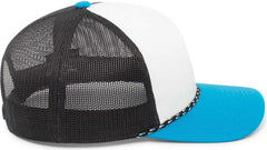 Pacific Headwear 104BR Trucker Snapback Braid Cap - White Navy Panther Teal - White Navy Panther Teal / 7’’ - 7 7/8’’