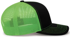Pacific Headwear 104C Trucker Snapback Cap - Black Neon Green Black - Black Neon Green Black / XL