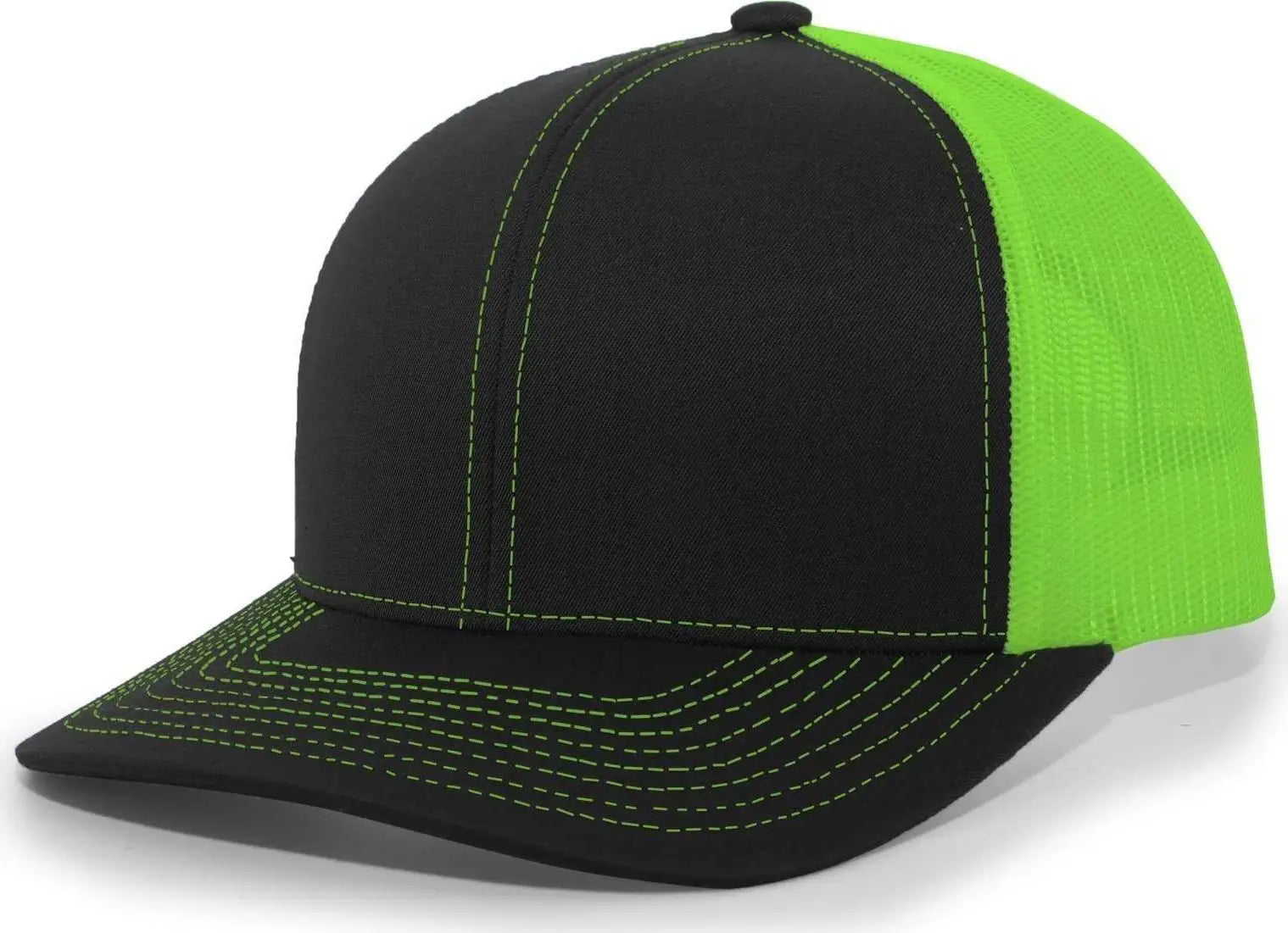 Pacific Headwear 104C Trucker Snapback Cap - Black Neon Green - Black Green / 7’’ - 7 7/8’’