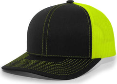 Pacific Headwear 104C Trucker Snapback Cap - Black Neon Yellow - Black Yellow / 7’’ - 7 7/8’’