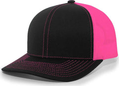 Pacific Headwear 104C Trucker Snapback Cap - Black Pink - Black Pink / 7’’ - 7 7/8’’