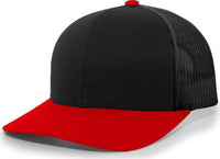 Pacific Headwear 104C Trucker Snapback Cap - Black Red - Black Red / 7’’ - 7 7/8’’