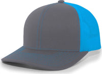 Pacific Headwear 104C Trucker Snapback Cap - Graphite Neon Blue - Dark Gray Blue / 7’’ - 7 7/8’’