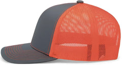 Pacific Headwear 104C Trucker Snapback Cap - Graphite Neon Orange - Dark Gray Orange / 7’’ - 7 7/8’’