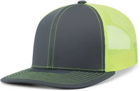 Pacific Headwear 104C Trucker Snapback Cap - Graphite Neon Yellow Graphite - Graphite Neon Yellow Graphite / 7’’ - 7