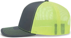 Pacific Headwear 104C Trucker Snapback Cap - Graphite Neon Yellow Graphite - Graphite Neon Yellow Graphite / 7’’ - 7